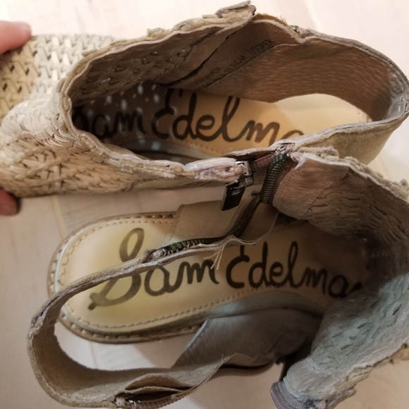 {8} Sam Edelman Cooper Woven Peep Toe Block Heels - Picture 13 of 15
